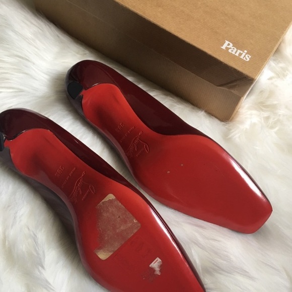 Christian Louboutin square toe burgundy kitten heels - Picture 2 of 12